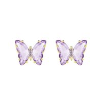 1 Pair Sweet Butterfly Alloy Sterling Silver Plating Inlay Artificial Crystal Women's Ear Studs main image 2