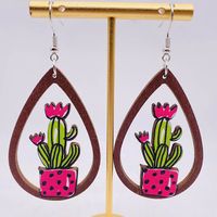 1 Pair Fashion Cactus Wood Women's Drop Earrings main image 3