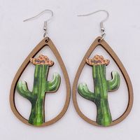 1 Pair Fashion Cactus Wood Women's Drop Earrings sku image 1