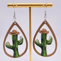 1 Pair Fashion Cactus Wood Women's Drop Earrings main image 2