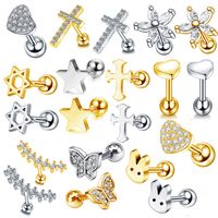 1 Pièce Mode Star Métal Placage Incruster Zircon Femmes Boucles D'oreilles main image 6