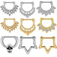 1 Piece Fashion Crown Skull Stainless Steel Plating Inlay Artificial Gemstones Nose Ring main image 4