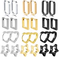 1 Pair Simple Style Star Stainless Steel Plating Hoop Earrings main image 5