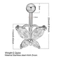 1 Piece Sweet Heart Shape Stainless Steel Plating Inlay Zircon Women's Belly Ring main image 5