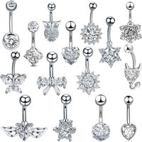 1 Piece Sweet Heart Shape Stainless Steel Plating Inlay Zircon Women's Belly Ring main image 1