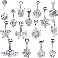 1 Piece Sweet Heart Shape Stainless Steel Plating Inlay Zircon Women's Belly Ring main image 6