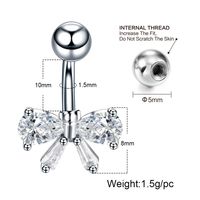 1 Piece Sweet Heart Shape Stainless Steel Plating Inlay Zircon Women's Belly Ring main image 3