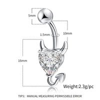 1 Piece Sweet Heart Shape Stainless Steel Plating Inlay Zircon Women's Belly Ring main image 2