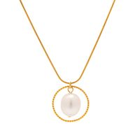 Ins Style Simple Style Circle Stainless Steel Pearl Plating 18k Gold Plated Pendant Necklace main image 5