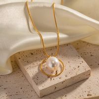 Style Ins Style Simple Cercle Acier Inoxydable Perle Placage Plaqué Or 18k Pendentif main image 2