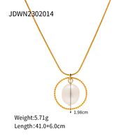 Ins-stil Einfacher Stil Kreis Rostfreier Stahl Perle Überzug 18 Karat Vergoldet Halskette Mit Anhänger sku image 1