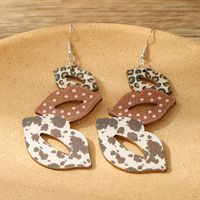 1 Pair Cowboy Style Lips Shoe Wood Women's Drop Earrings sku image 1