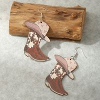 1 Pair Cowboy Style Lips Shoe Wood Women's Drop Earrings sku image 3