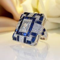 1 Piece Retro Color Block Square Alloy Plating Inlay Rhinestones Silver Plated Women's Rings main image 1