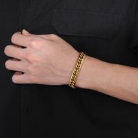 Hip-Hop Solid Color Stainless Steel 18K Gold Plated Bracelets In Bulk main image 2