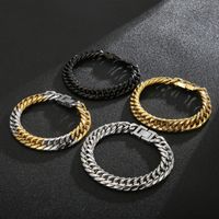 Hip-Hop Solid Color Stainless Steel 18K Gold Plated Bracelets In Bulk main image 9