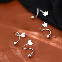 Fashion Simple Style Star Heart Shape Copper Heart Plating Metal Gold Plated Silver Plated Women's Earrings main image 4