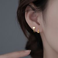 Fashion Simple Style Star Heart Shape Copper Heart Plating Metal Gold Plated Silver Plated Women's Earrings sku image 3