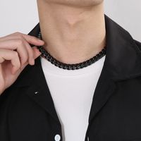 De Gros Hip Hop Couleur Unie Acier Inoxydable Collier main image 4