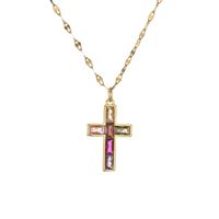 Fashion Cross Copper Plating Inlay Zircon Gold Plated Pendant Necklace main image 2