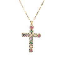 Fashion Cross Copper Plating Inlay Zircon Gold Plated Pendant Necklace main image 5
