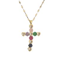 Fashion Cross Copper Plating Inlay Zircon Gold Plated Pendant Necklace main image 6