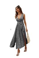 Women's Slit Dress Fashion V Neck Printing Slit Sleeveless Ditsy Floral Maxi Long Dress Daily main image 2