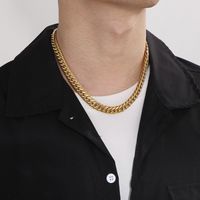 Hip-Hop Solid Color Stainless Steel Chain 18K Gold Plated Men'S Necklace main image 10