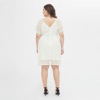 A-line Skirt Elegant Round Neck Rib-knit Half Sleeve Solid Color Midi Dress Banquet Daily Street main image 4