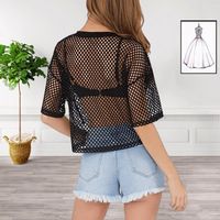 Frau Bluse Kurzarm T-shirts Patchwork Mode Einfarbig main image 4