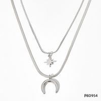 Fashion Moon Stainless Steel Plating Layered Necklaces 1 Piece sku image 3