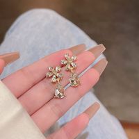 Elegant Retro Sweet Flower Alloy Plating Inlay Zircon Women's Drop Earrings main image 2