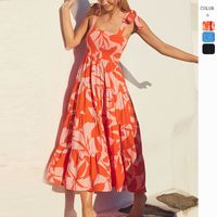 Women's A-line Skirt Vacation Printing Sleeveless Solid Color Maxi Long Dress Holiday main image 2