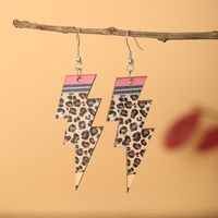 1 Pair Retro Leopard Lightning Wood Women's Drop Earrings main image 4
