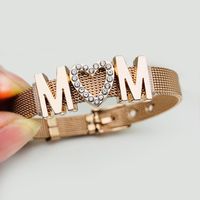 Mama Letter Stainless Steel Inlay Rhinestones Bracelets main image 3