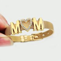 Mama Lettre Acier Inoxydable Incruster Strass Bracelets main image 2