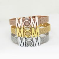 Mama Letter Stainless Steel Inlay Rhinestones Bracelets main image 1