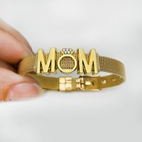 Mama Lettre Acier Inoxydable Incruster Strass Bracelets main image 2