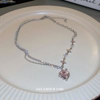 1 Piece Fashion Heart Shape Rhinestone Metal Plating Inlay Artificial Gemstones Women's Pendant Necklace main image 4