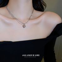 1 Piece Fashion Heart Shape Rhinestone Metal Plating Inlay Artificial Gemstones Women's Pendant Necklace main image 5