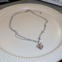 1 Piece Fashion Heart Shape Rhinestone Metal Plating Inlay Artificial Gemstones Women's Pendant Necklace sku image 3