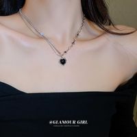 1 Piece Fashion Heart Shape Rhinestone Metal Plating Inlay Artificial Gemstones Women's Pendant Necklace main image 2