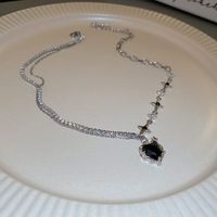 1 Piece Fashion Heart Shape Rhinestone Metal Plating Inlay Artificial Gemstones Women's Pendant Necklace sku image 2