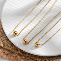 304 Stainless Steel 18K Gold Plated Simple Style Plating Ball None Pendant Necklace main image 4