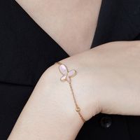 Acero Titanio Chapados en oro de 18k Estilo Simple Enchapado Mariposa Turquesa Fritillary Pulsera Collar sku image 5