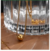 304 Stainless Steel 18K Gold Plated Simple Style Plating Ball None Pendant Necklace sku image 1