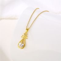 Fashion Water Droplets Heart Shape Snowflake Stainless Steel Inlay Zircon 18k Gold Plated Gold Plated Pendant Necklace main image 6