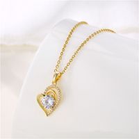 Fashion Water Droplets Heart Shape Snowflake Stainless Steel Inlay Zircon 18k Gold Plated Gold Plated Pendant Necklace main image 5
