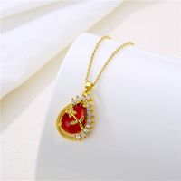 Fashion Water Droplets Heart Shape Snowflake Stainless Steel Inlay Zircon 18k Gold Plated Gold Plated Pendant Necklace main image 7