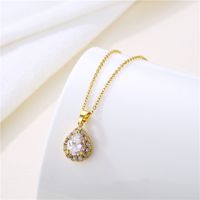 Fashion Water Droplets Heart Shape Snowflake Stainless Steel Inlay Zircon 18k Gold Plated Gold Plated Pendant Necklace main image 3